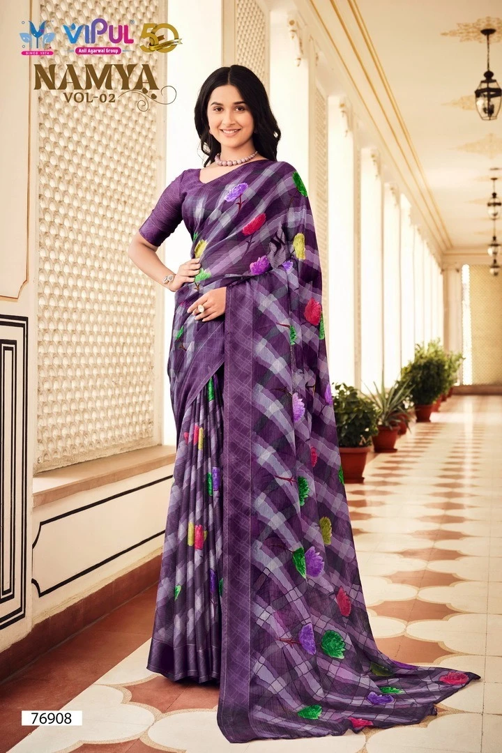 Vipul Namya Vol 2 Chiffon Wholesale Fancy Sarees Catalog — Wholesale Sarees, MPA wholesale from Surat — view 8
